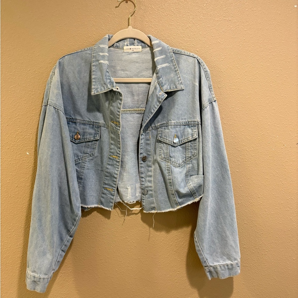Trendy Boutique Light Blue Cropped Jean Jacket